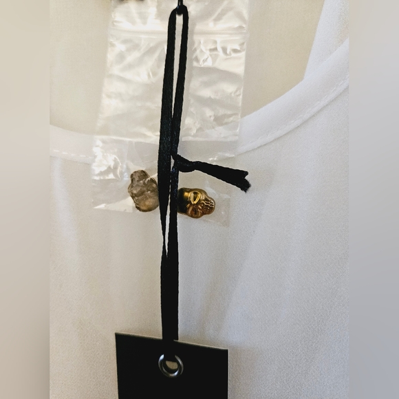 Lulumari Sheer tank top blouse with gold metal skull detail - Picture 4 of 15